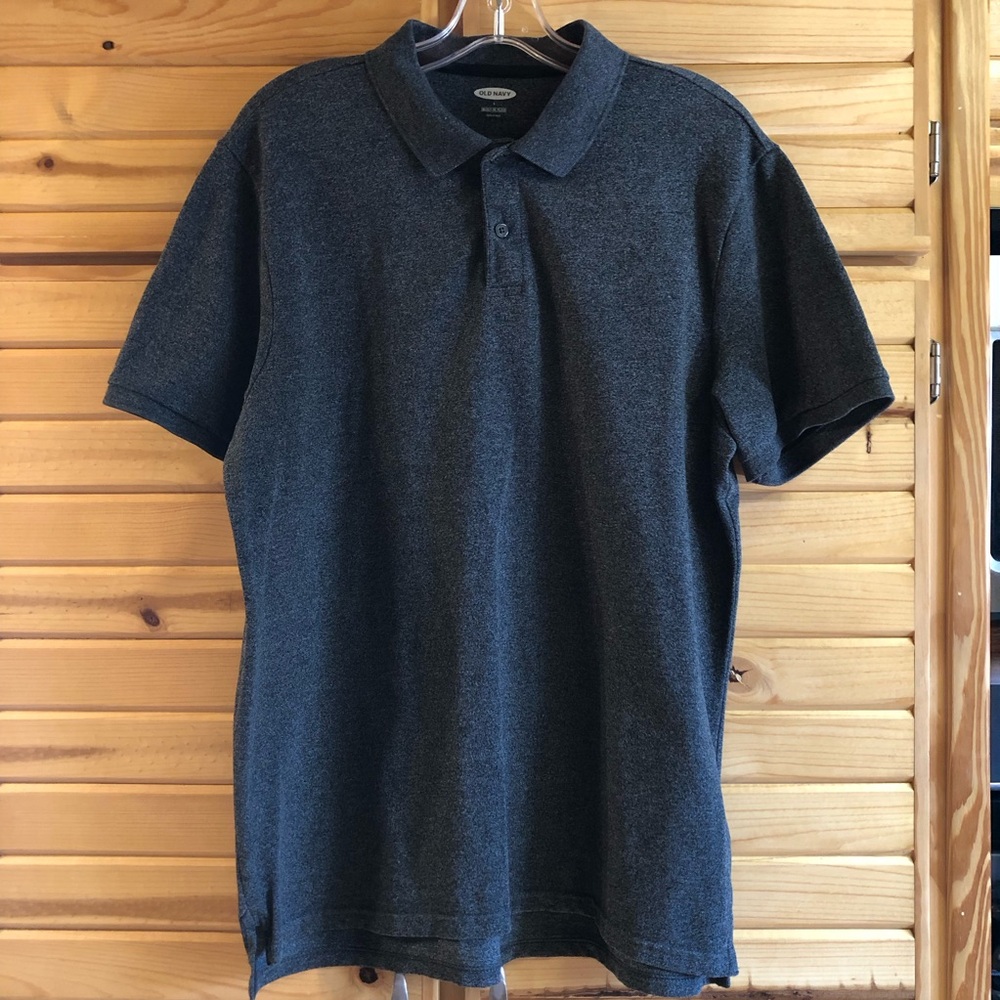 OLD NAVY Men's Short Sleeved Polo Shirt, Charcoal, Size L